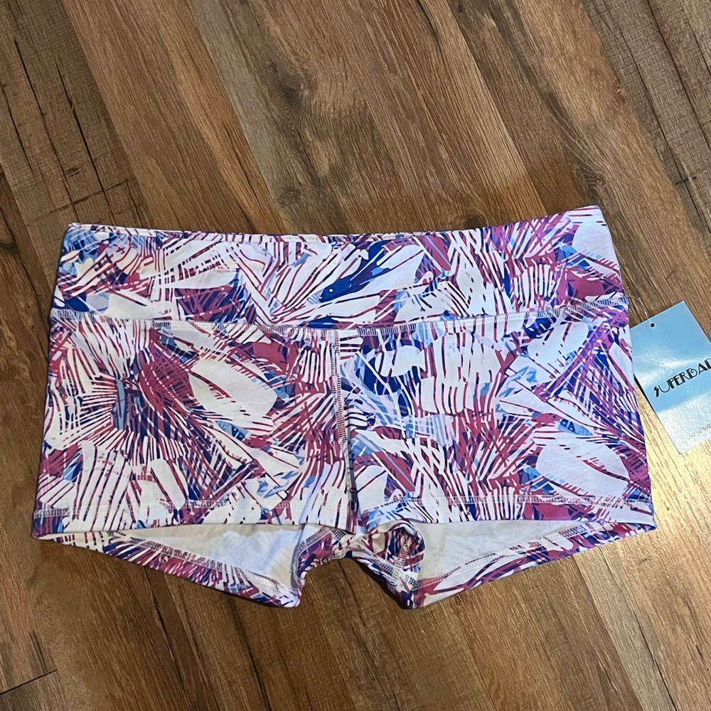 Fleo Pink & Blue Abstract Print Athletic Shorts